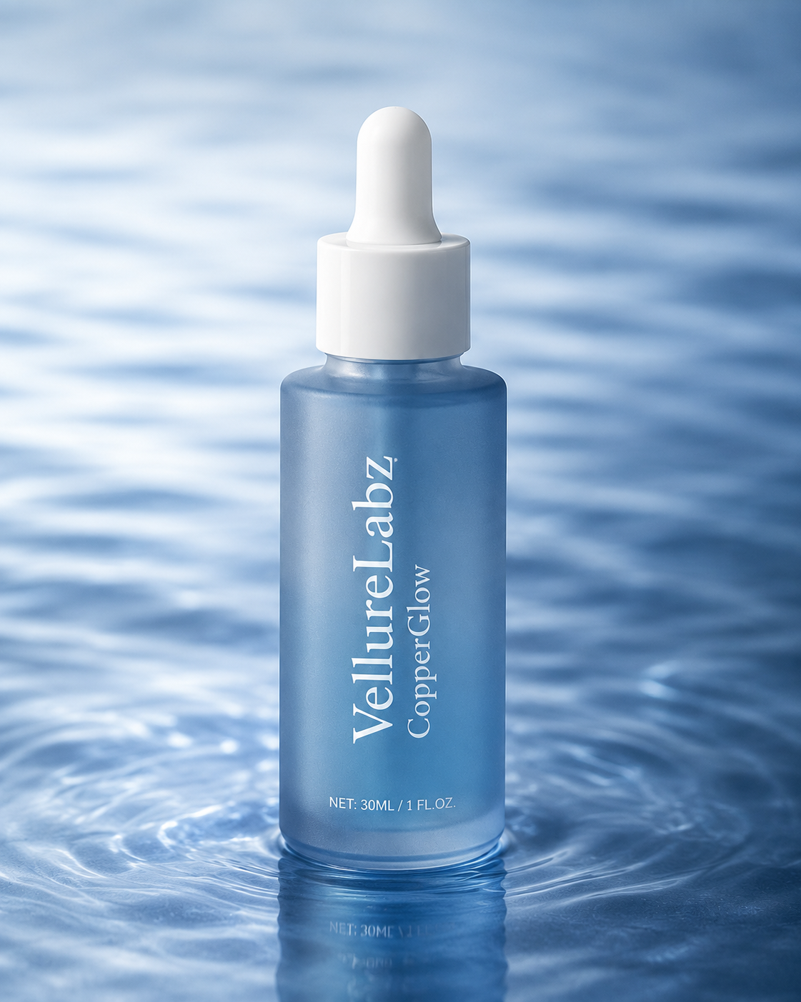 VellureLabz CopperGlow Serum 30ml bottle, copper peptide scalp serum for hair growth