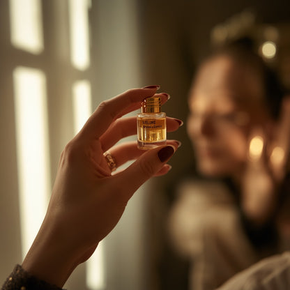 Holding a VellureLabz GoldRenew gold peptide ampoule